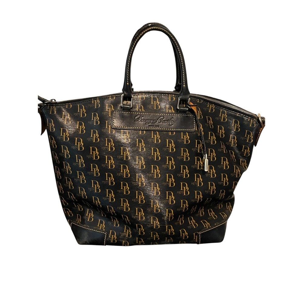 Vintage Dooney & Burke 1975 Monogram Vanessa Signature Satchel Tote w/ strap